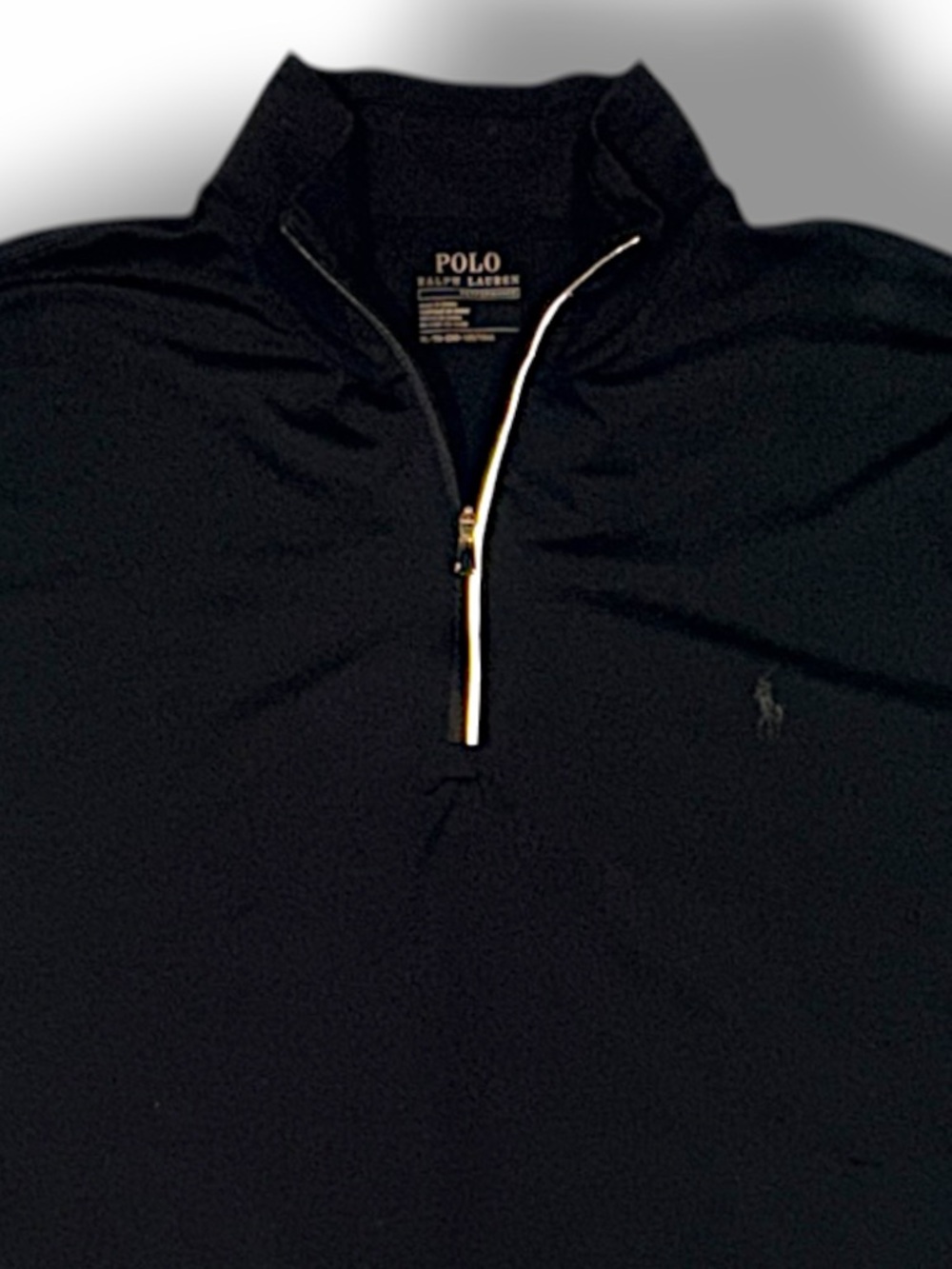 Polo Ralph Lauren Performance 1/4 Zip Pullover USA Flag Stars Sleeve Black XL - Picture 4 of 13